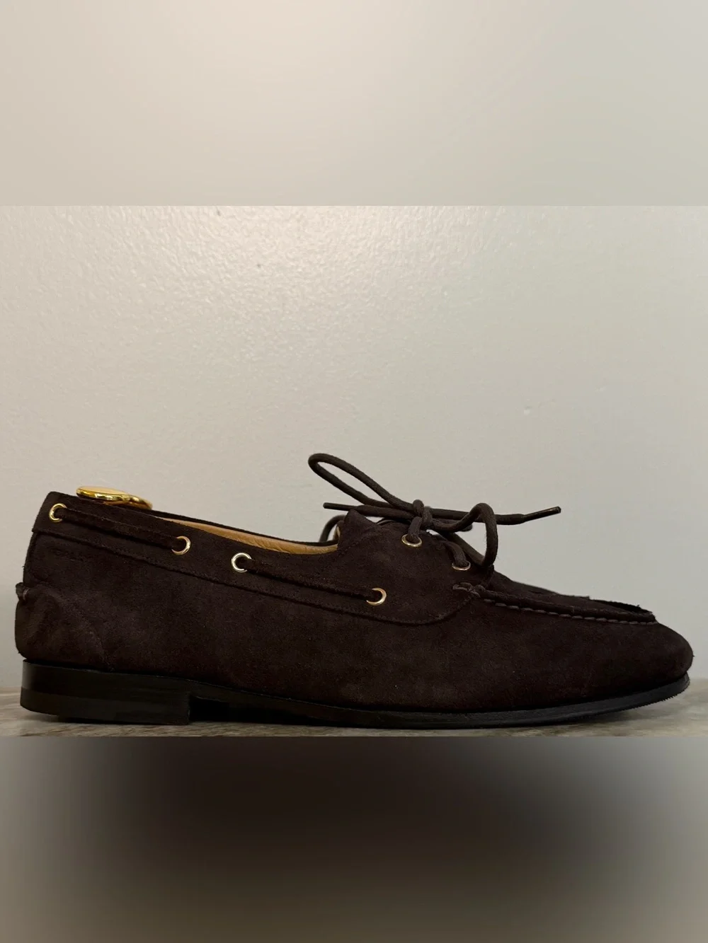 BALLY PATHY PLUME DARK BROWN SUEDE BOAT SHOES 8 US $950 MOCCASINS FLATS